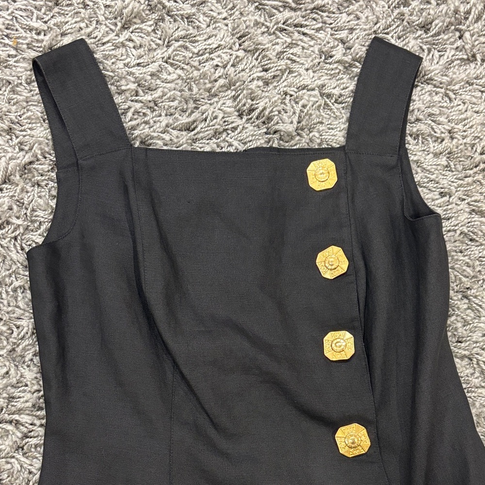 Marie St. Claire Black Tunic/Top with Gold Buttons - Schiaparelli Inspired
